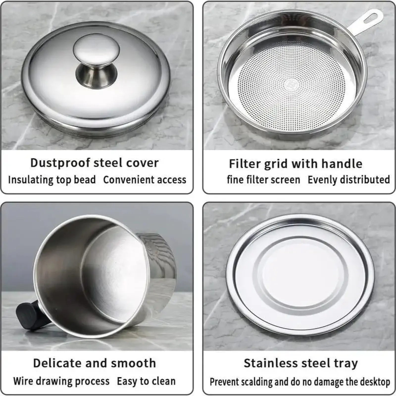 Elevate Your Cooking with Our Modern Stainless Steel Oil Dispenser - Includes Tray & Lid for Safe Storage and Easy Filtration