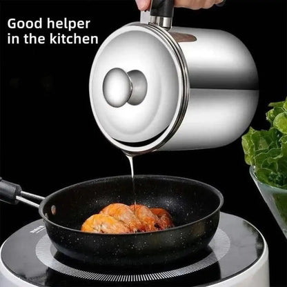 Elevate Your Cooking with Our Modern Stainless Steel Oil Dispenser - Includes Tray & Lid for Safe Storage and Easy Filtration