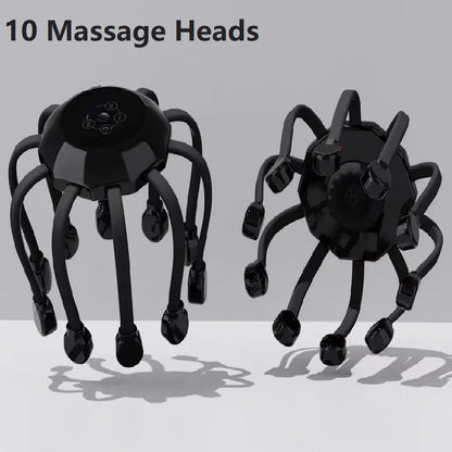 Revitalize Your Relaxation Routine with the Orange Octopus Head Massager - 10/20 Independent Massage Heads for Wireless Scalp Bliss!