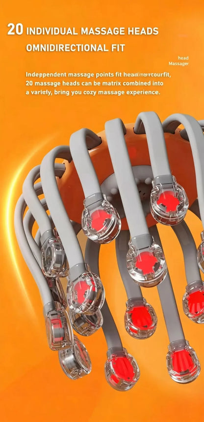 Revitalize Your Relaxation Routine with the Orange Octopus Head Massager - 10/20 Independent Massage Heads for Wireless Scalp Bliss!