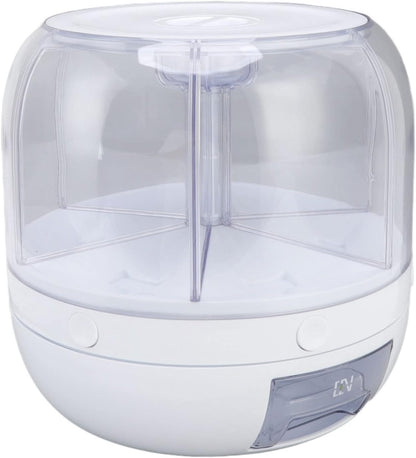 6-Grid 360° Rotating Rice & Grain Storage Container - Convenient 5kg Dry Food Dispenser with Lid for Your Home Kitchen