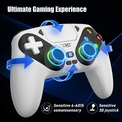 Elevate Your Gaming with the Wireless Gaming Controller Pro for PS5 - Featuring LED RGB Lights, Dual Vibration, Motion Sensing & 1000mAh Fast-Charging Battery